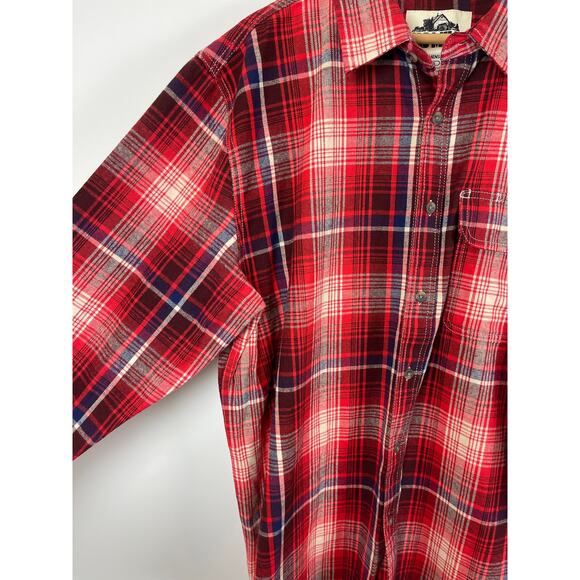 Old Mill Red Plaid Flannel Long Sleeve Shirt XL - Picture 2 of 9